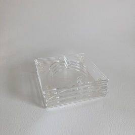 Vintage Lucite Coaster Set with Holder: 1970s Acrylic Barware