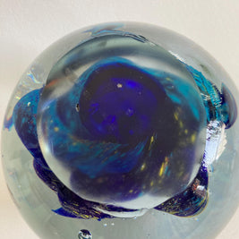 Murano Style Art Glass Paperweight: Ocean Fish Aquarium Orb (5.5