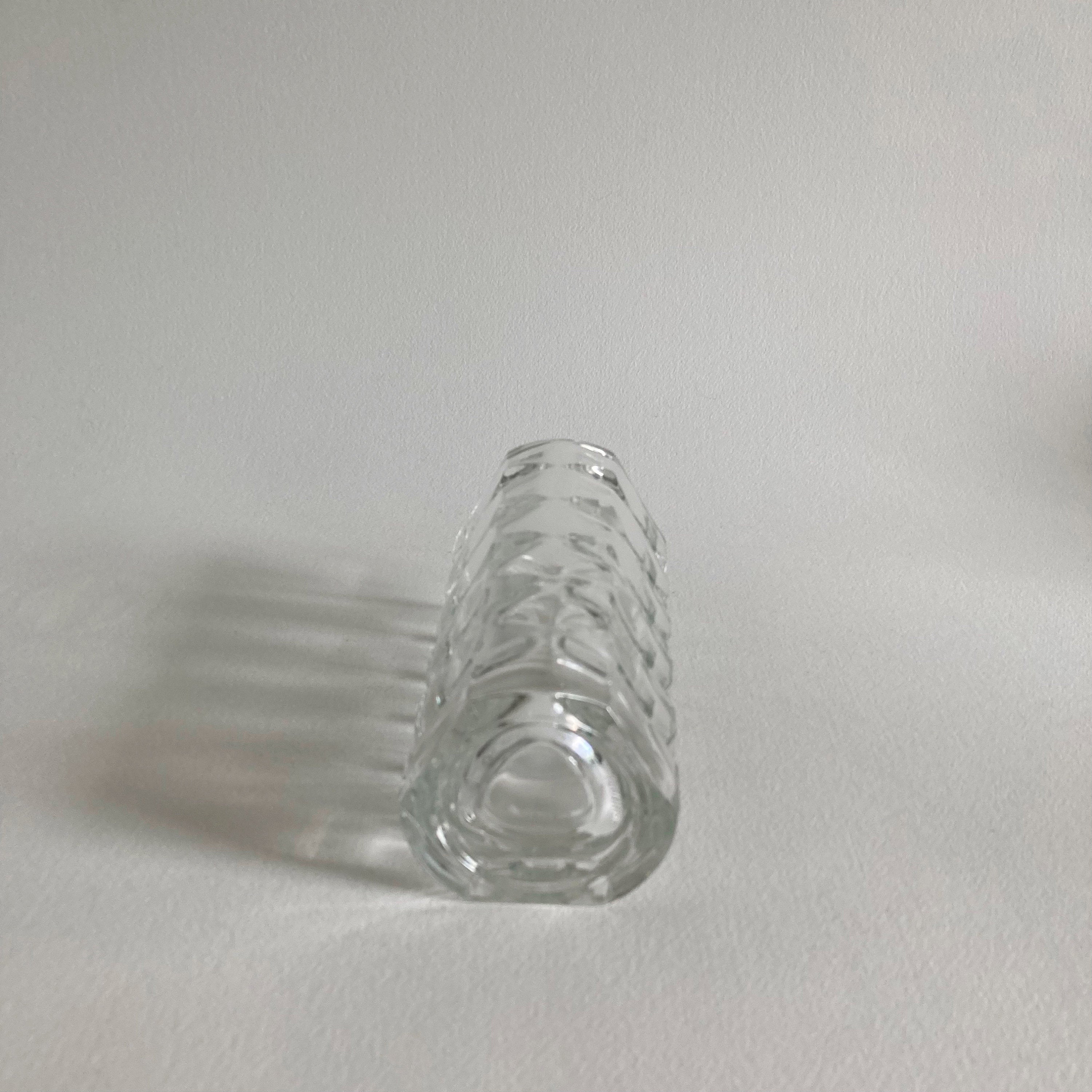 French Geometric Glass Vase: Cubist Modernist Design, Made in France