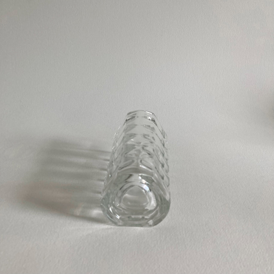 French Geometric Glass Vase: Cubist Modernist Design, Made in France