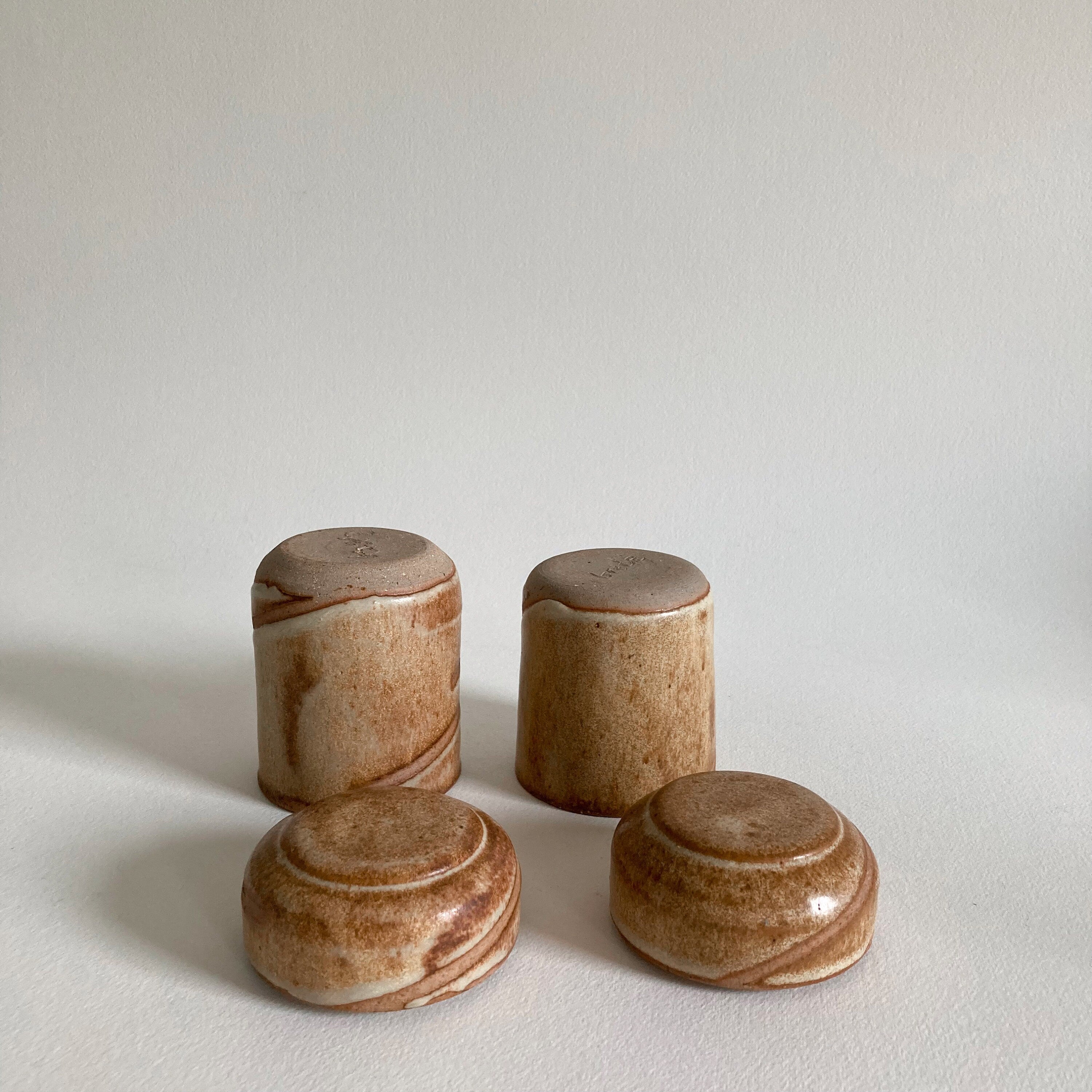 Artist Signed Ceramic Lidded Jars: Handmade Studio Pottery, Set of 2