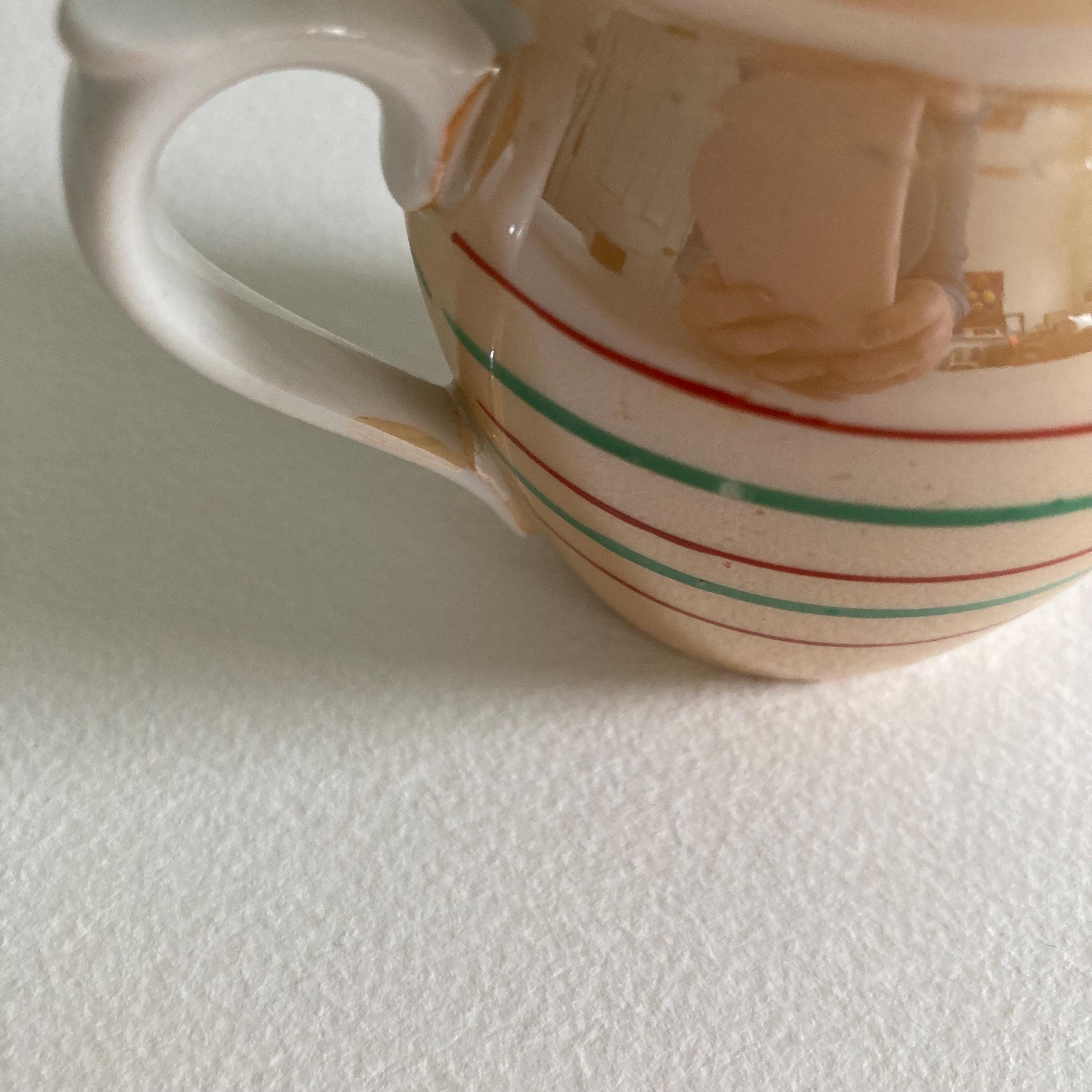 1930s Peach Lusterware Creamer: Striped Ceramic Pitcher, Czechoslovakia
