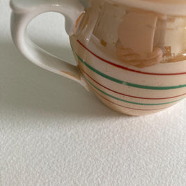 1930s Peach Lusterware Creamer: Striped Ceramic Pitcher, Czechoslovakia