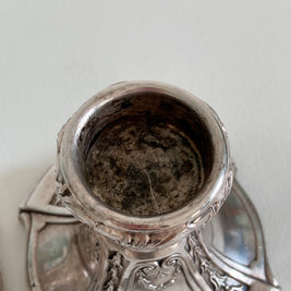Edwardian Silver Plate Candlesticks - Floral Swag Design - Circa 1900