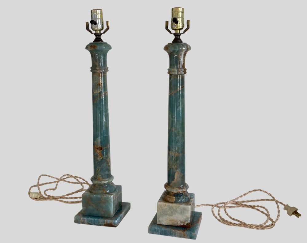 Neoclassical Marble Column Lamps