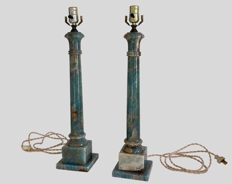 Neoclassical Marble Column Lamps