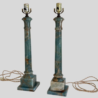 Neoclassical Marble Column Lamps